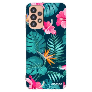Picasee silikonowe przeźroczyste etui na Samsung Galaxy A23 A236B 5G - Pink Monstera