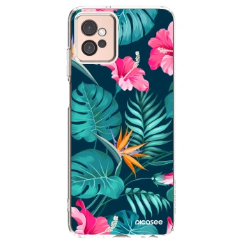 Picasee silikonowe przeźroczyste etui na Motorola Moto G32 - Pink Monstera