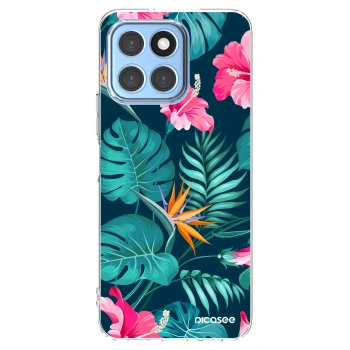 Picasee silikonowe przeźroczyste etui na Honor X8 5G - Pink Monstera