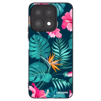 Picasee silikonowe czarne etui na Honor X8a - Pink Monstera