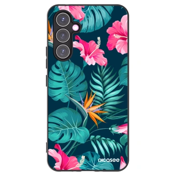 Picasee silikonowe czarne etui na Samsung Galaxy A54 5G A546B - Pink Monstera