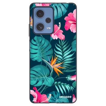 Picasee silikonowe czarne etui na Xiaomi Redmi Note 12 Pro 5G - Pink Monstera