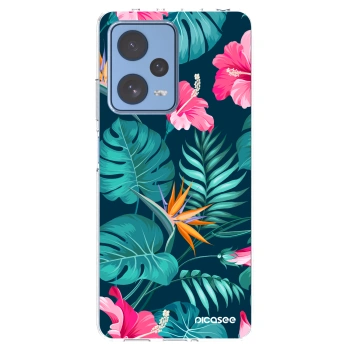 Picasee silikonowe przeźroczyste etui na Xiaomi Redmi Note 12 Pro 5G - Pink Monstera
