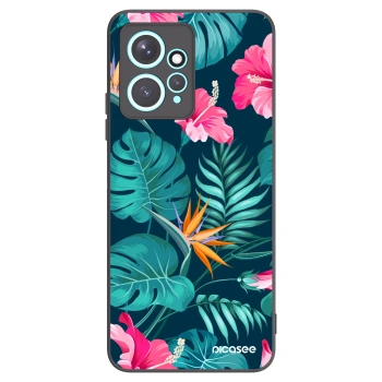 Picasee silikonowe czarne etui na Xiaomi Redmi Note 12 4G - Pink Monstera