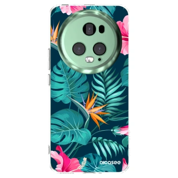 Picasee silikonowe przeźroczyste etui na Honor Magic5 Pro - Pink Monstera