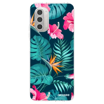 Picasee silikonowe przeźroczyste etui na Motorola Moto G51 - Pink Monstera