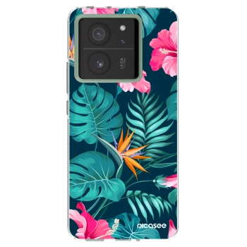 Picasee silikonowe przeźroczyste etui na Xiaomi 13T - Pink Monstera