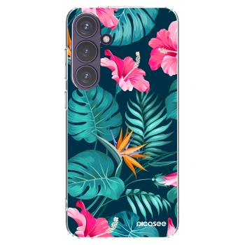 Picasee silikonowe przeźroczyste etui na Samsung Galaxy S24+ S926B 5G - Pink Monstera