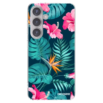 Picasee silikonowe przeźroczyste etui na Samsung Galaxy S24 S921B 5G - Pink Monstera