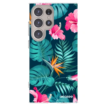 Picasee silikonowe przeźroczyste etui na Samsung Galaxy S24 Ultra S928B 5G - Pink Monstera