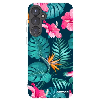 Picasee silikonowe przeźroczyste etui na Samsung Galaxy S23 FE S711B - Pink Monstera
