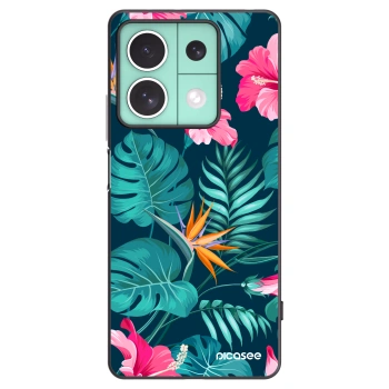Picasee silikonowe czarne etui na Xiaomi Redmi Note 13 5G - Pink Monstera