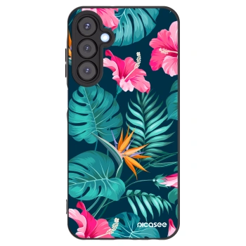 Picasee silikonowe czarne etui na Samsung Galaxy A25 A256B 5G - Pink Monstera