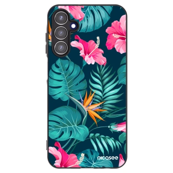 Picasee silikonowe czarne etui na Samsung Galaxy A15 A156B 5G - Pink Monstera