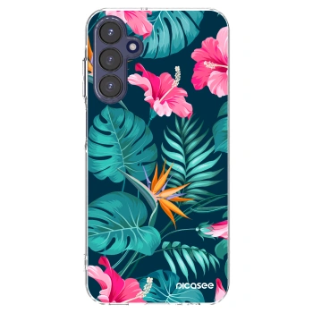 Picasee silikonowe przeźroczyste etui na Samsung Galaxy A15 A155F 4G - Pink Monstera