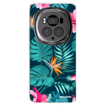 Picasee silikonowe przeźroczyste etui na Honor Magic6 Pro - Pink Monstera