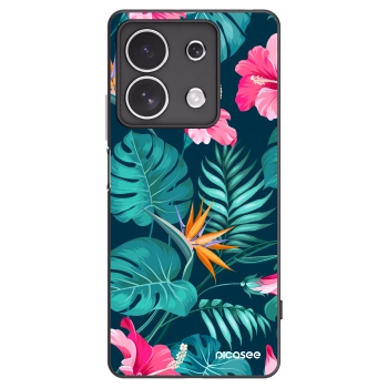 Picasee silikonowe czarne etui na Xiaomi Redmi Note 13 4G - Pink Monstera
