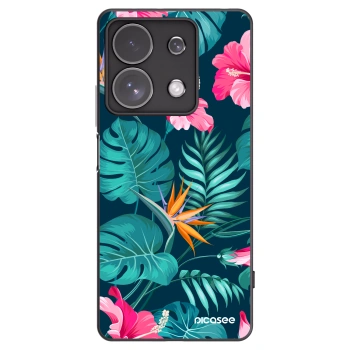 Picasee silikonowe czarne etui na Xiaomi Redmi Note 13 Pro 4G - Pink Monstera