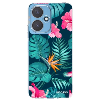 Picasee silikonowe przeźroczyste etui na Xiaomi Redmi 13C 5G - Pink Monstera