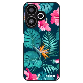Picasee silikonowe czarne etui na Xiaomi Redmi 13 4G - Pink Monstera