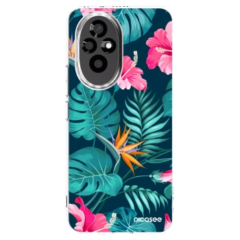 Picasee silikonowe przeźroczyste etui na Honor 200 5G - Pink Monstera