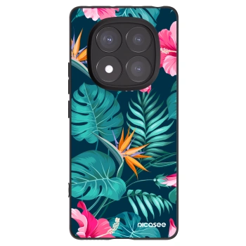 Picasee silikonowe czarne etui na Xiaomi Redmi Note 14 Pro 5G - Pink Monstera