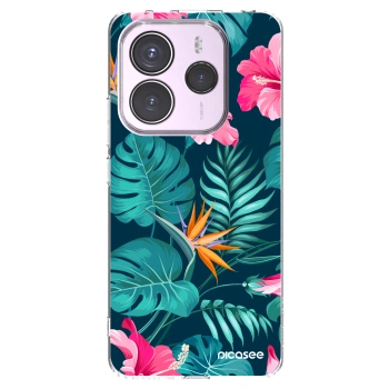 Picasee silikonowe przeźroczyste etui na Xiaomi Redmi Note 14 5G - Pink Monstera