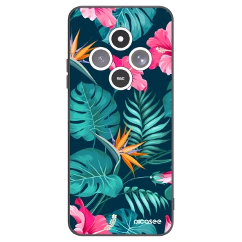 Picasee silikonowe czarne etui na Xiaomi Redmi 14C - Pink Monstera