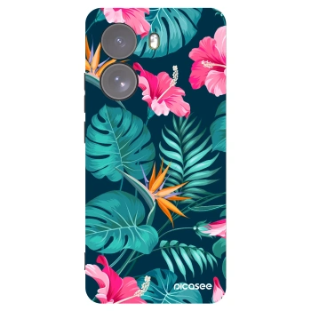 Picasee silikonowe czarne etui na Xiaomi Poco X7 - Pink Monstera