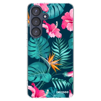 Picasee silikonowe przeźroczyste etui na Samsung Galaxy S25 5G - Pink Monstera