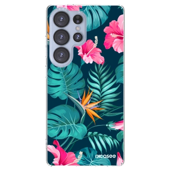Picasee silikonowe przeźroczyste etui na Samsung Galaxy S25 Ultra 5G - Pink Monstera