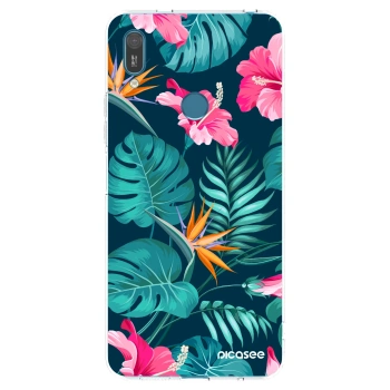 Picasee silikonowe przeźroczyste etui na Huawei Y7 2019 - Pink Monstera