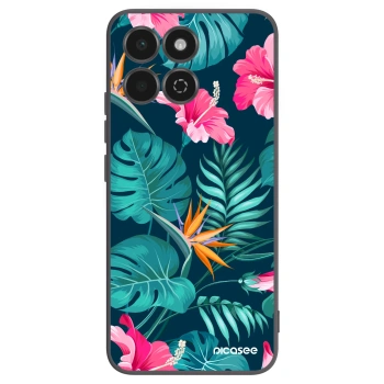 Picasee silikonowe czarne etui na Honor 200 Smart 5G - Pink Monstera