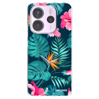 Picasee silikonowe przeźroczyste etui na Xiaomi Redmi Note 14 4G - Pink Monstera