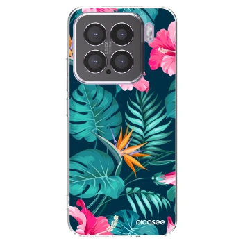Picasee silikonowe przeźroczyste etui na Xiaomi 15 - Pink Monstera