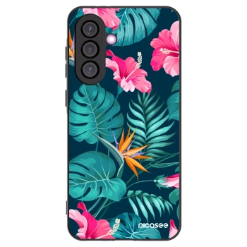 Picasee silikonowe czarne etui na Samsung Galaxy A56 5G A566B - Pink Monstera