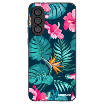 Picasee silikonowe czarne etui na Samsung Galaxy A36 5G - Pink Monstera