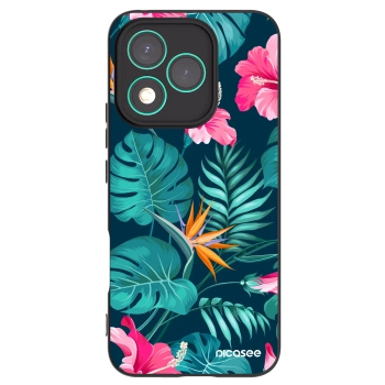 Picasee silikonowe czarne etui na Honor 400 Lite 5G - Pink Monstera