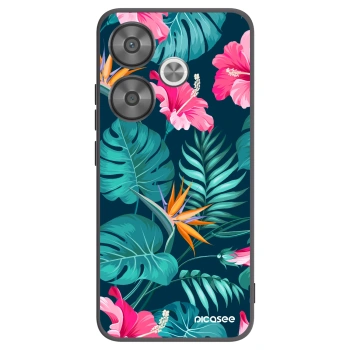 Picasee silikonowe czarne etui na Xiaomi Poco F6 - Pink Monstera