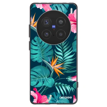 Picasee silikonowe czarne etui na Vivo X200 Pro - Pink Monstera
