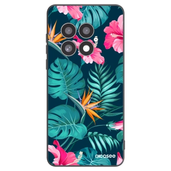 Picasee silikonowe czarne etui na OnePlus 13 5G - Pink Monstera