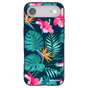 Picasee silikonowe czarne etui na Apple iPhone Air - Pink Monstera
