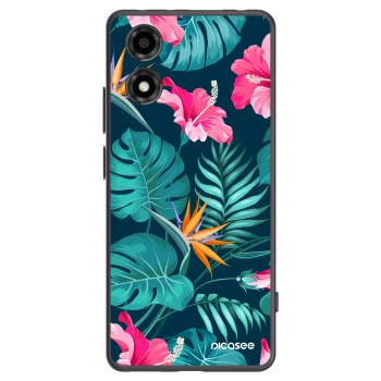 Picasee silikonowe czarne etui na Motorola Moto E14 - Pink Monstera
