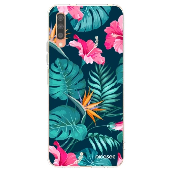 Picasee silikonowe przeźroczyste etui na Samsung Galaxy A70 A705F - Pink Monstera