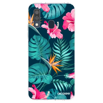 Picasee silikonowe przeźroczyste etui na Samsung Galaxy A40 A405F - Pink Monstera