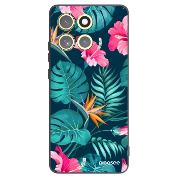 Picasee silikonowe czarne etui na Motorola Moto G86 5G - Pink Monstera