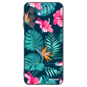 Picasee silikonowe czarne etui na Samsung Galaxy A17 5G - Pink Monstera