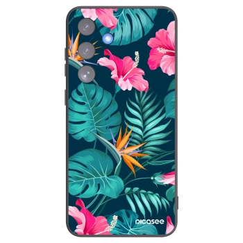Picasee silikonowe czarne etui na Samsung Galaxy S25 FE 5G - Pink Monstera