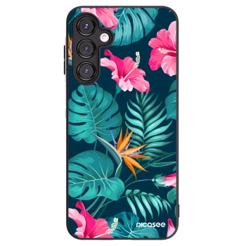 Picasee silikonowe czarne etui na Samsung Galaxy A16 4G - Pink Monstera