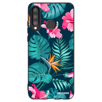 Picasee silikonowe czarne etui na Huawei P30 Lite - Pink Monstera